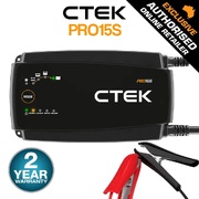 CTEK PRO15S 15A 12V Powerful and Fully Automatic Battery Charger Maintainer Automatic Lithium Smart Safe, Strong & Robust For car, the caravan Boat