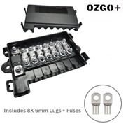 OZGO 7 Way Multi Midi Fuse Holder 12V With Cover 8 Fuses Power Distribution